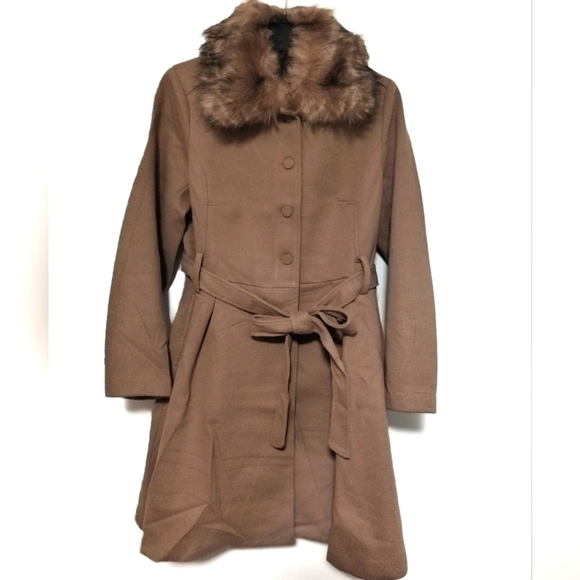 City Chic Jackets & Blazers - New! Price DROP / Brown Belted Trench Coat / Size 14